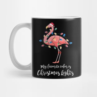 My Favorite Color Is Christmas Lights Flamingo Mug